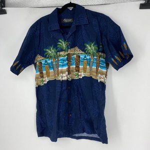 Favant | Size L. Blue Hawaiian Palm Tree Button Down